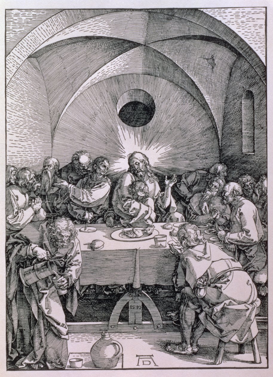 Ostatnia Wieczerza z cyklu „Wielka Pasja”, wyd. 1511 (drzewryt) autorstwa Albrecht Dürer
