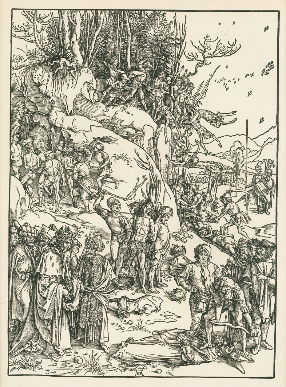Męczeństwo dziesięciu tysięcy, ok. 1496 (drzeworyt) autorstwa Albrecht Dürer or Duerer