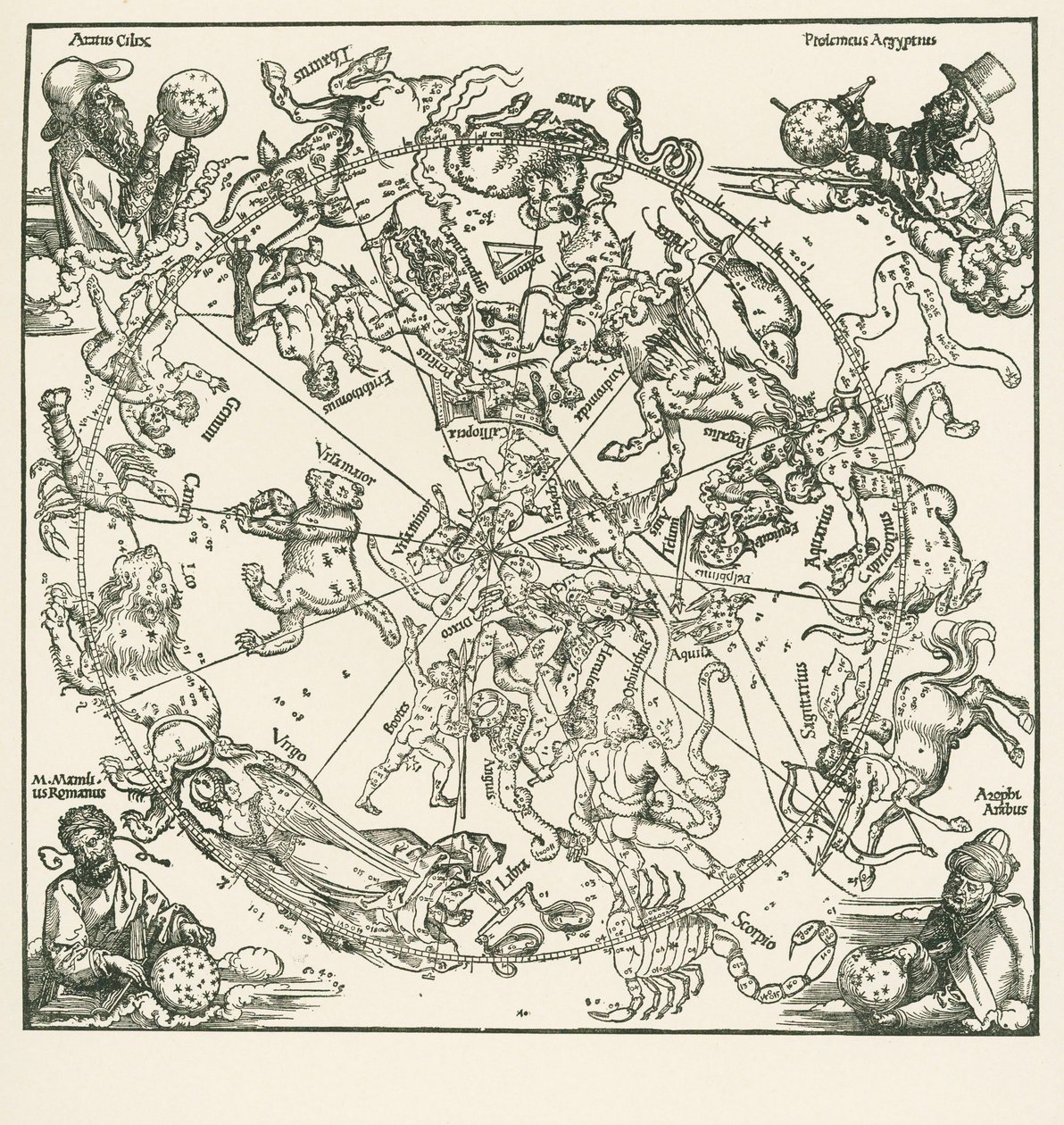 Północna półkula Celestralnego Globu autorstwa Albrecht Dürer or Duerer