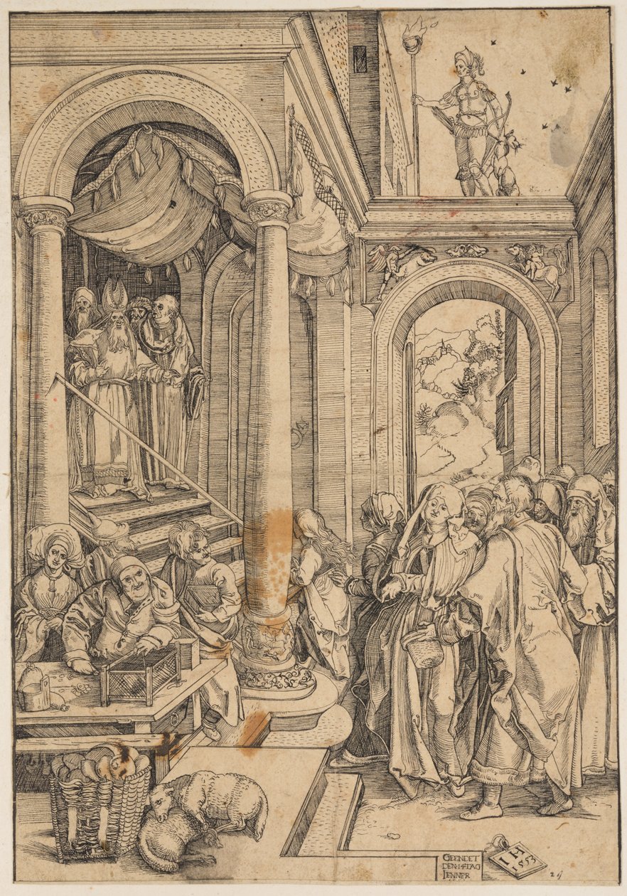 Ofiarowanie Dziewicy w świątyni autorstwa Albrecht Dürer