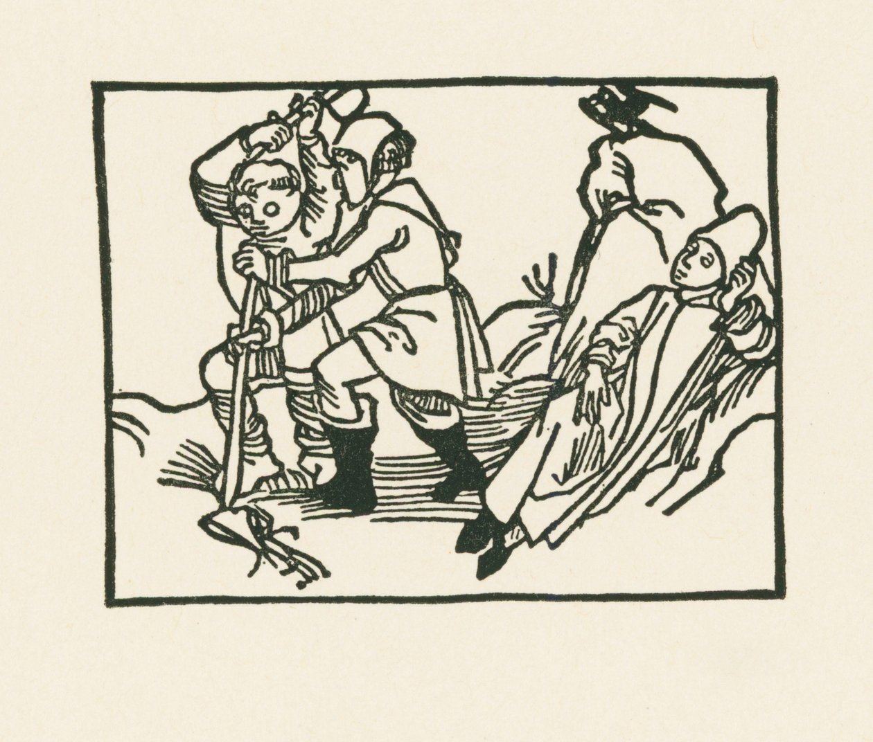 Kapłan leży na łące, kruk kracze na wydrążonym kamieniu, ok. 1489-90 (drzeworyt) autorstwa Albrecht Dürer or Duerer