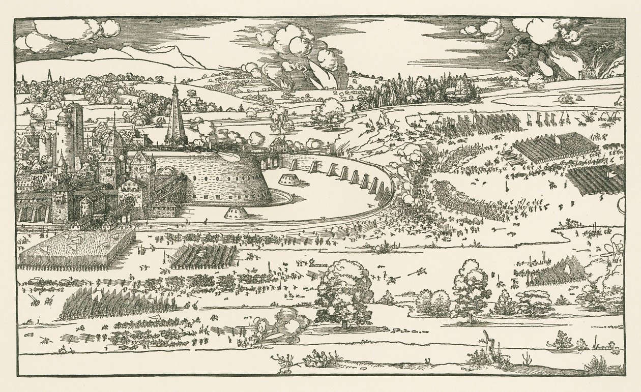 Oblężenie twierdzy. Lewy blok autorstwa Albrecht Dürer or Duerer