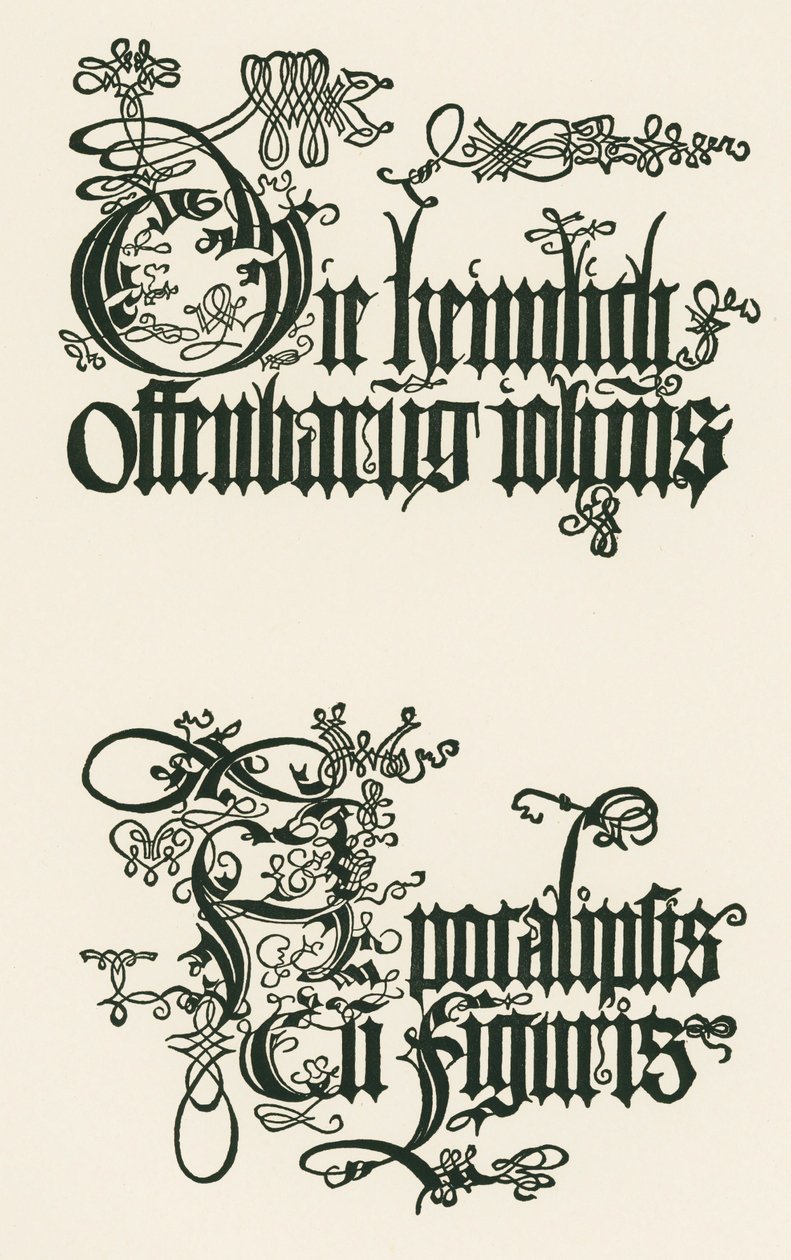 Tytuł niemieckiego wydania z 1498 roku: The Secret Revelation of John ... autorstwa Albrecht Dürer or Duerer
