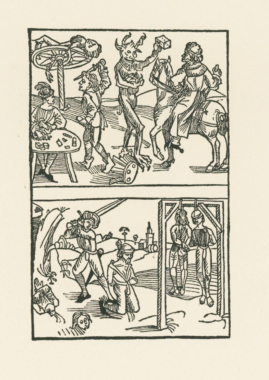 Drzeworyt do " Wie der Würffel auff ist Kumen " autorstwa Albrecht Dürer or Duerer