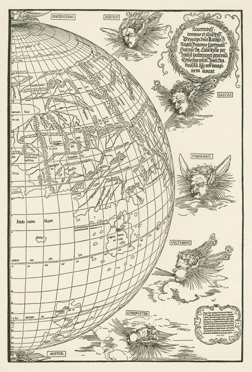 Mapa świata Johannes Stabius autorstwa Albrecht Dürer or Duerer