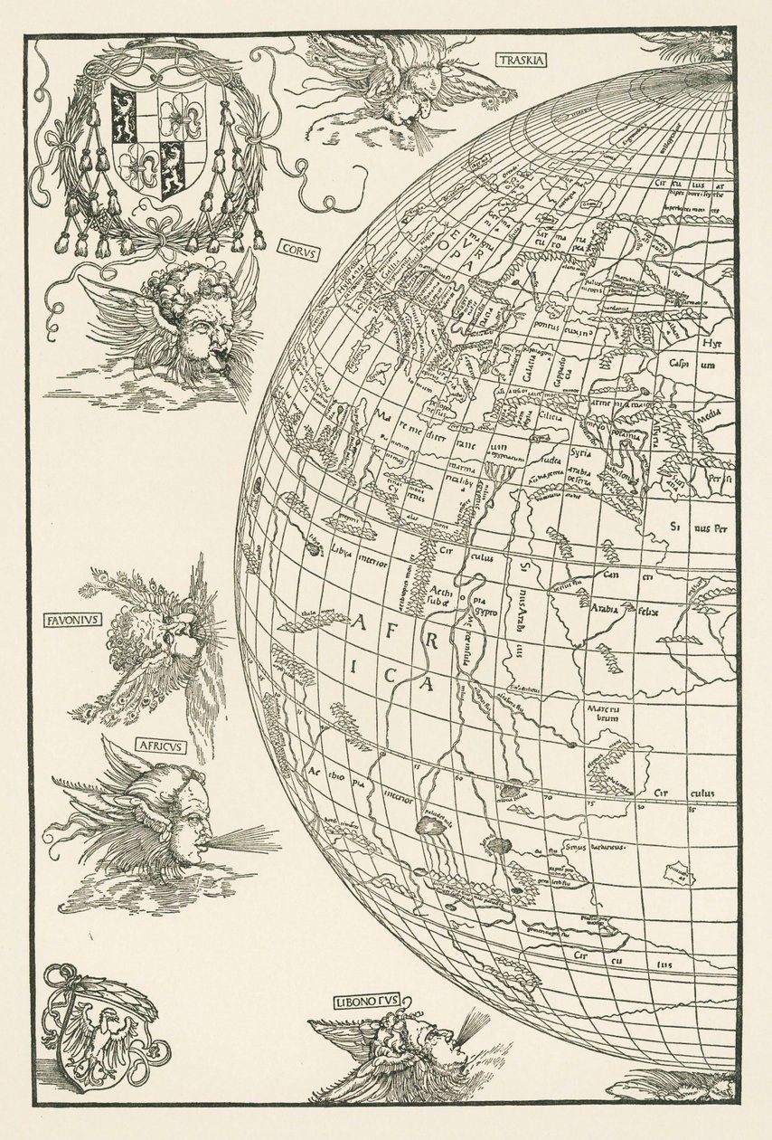 Mapa świata Johannes Stabius autorstwa Albrecht Dürer or Duerer