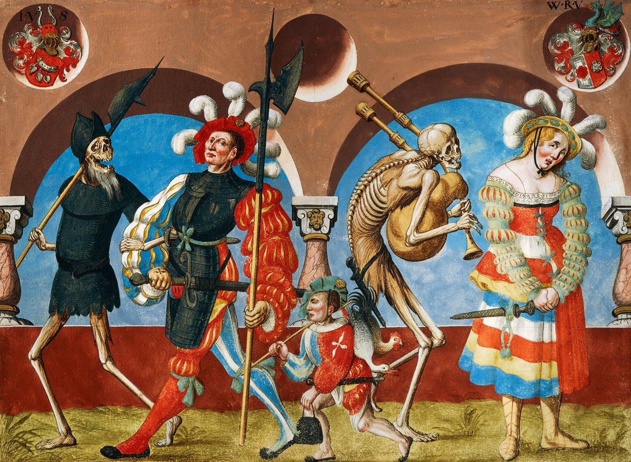 „Śmierć najemnik i prostytutka” z cyklu tańca śmierci autorstwa Albrecht Kauw