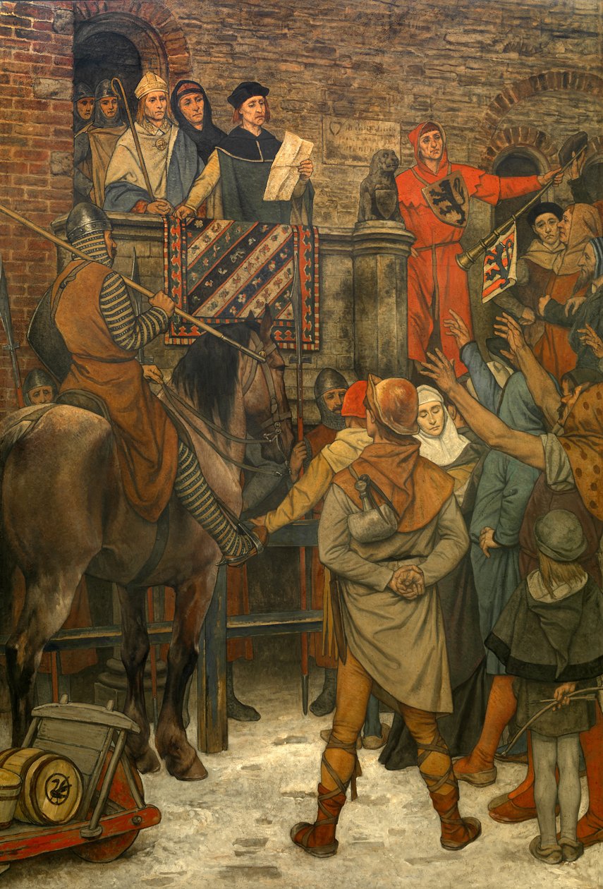 Dekoracja ratusza w Brugii, ok. 1895-1900 (malowidło ścienne) autorstwa Albrecht de Vriendt