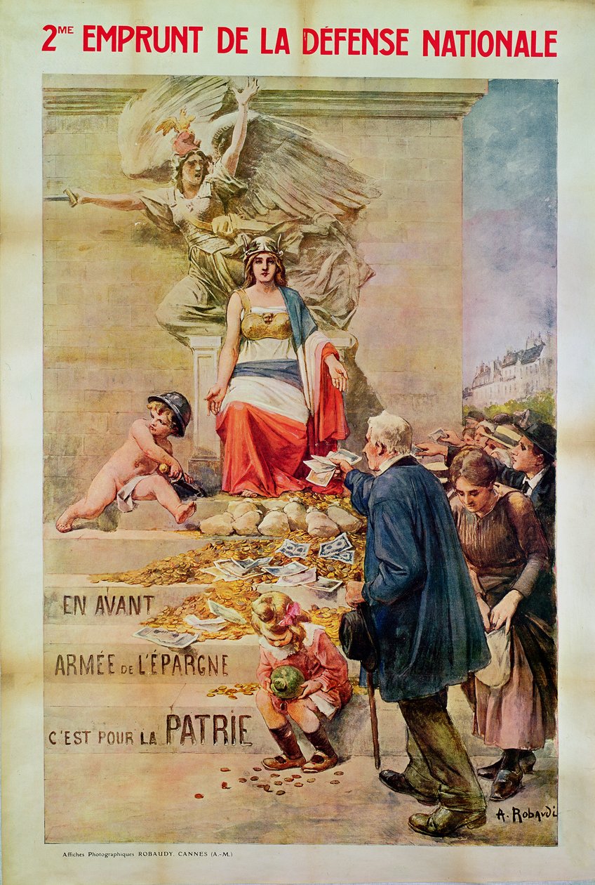 Plakat Drugiej Pożyczki dla Obrony Narodowej autorstwa Alcide Theophile Robaudi