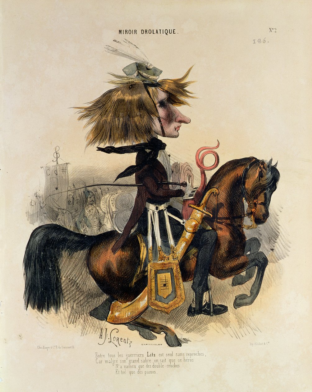 Karykatura Franciszka Liszta (1811-86) autorstwa Alcide Joseph Lorentz