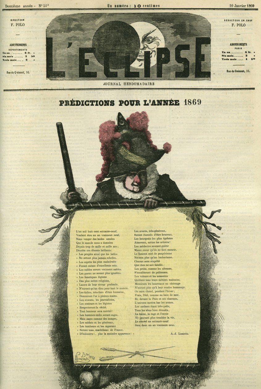 Prognozy na rok 1869. Okładka w „”L
