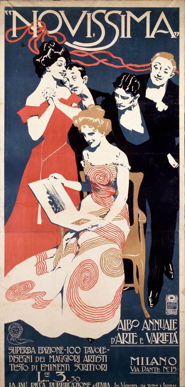 Plakat reklamowy dla magazynu Novissima, Arts and Letters, ok. 1920 r autorstwa Aleardo Terzi