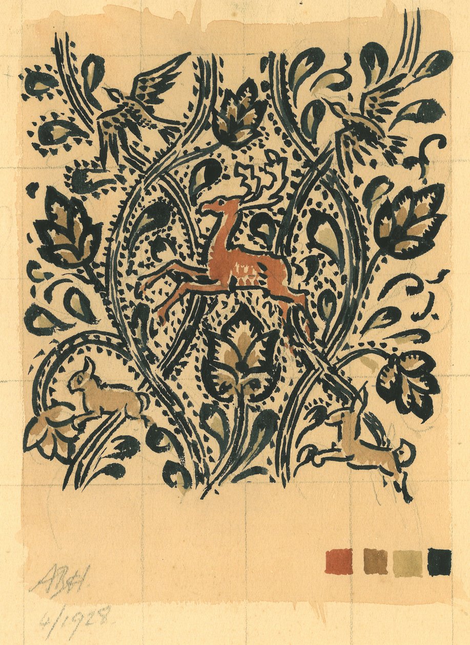 Wood Life, kwiecień 1928 (gwasz na papierze) autorstwa Alec Hunter