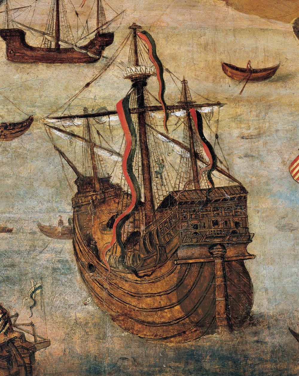 Hiszpańska Karawela (fragment z Virgin of the Navigators) autorstwa Alejo Fernandez