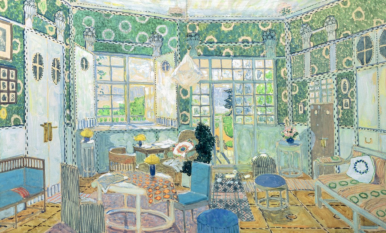 Scenografia do sztuki scenicznej Ibsena "Mały Ejolf", 1907 (wc na tekturze) autorstwa Aleksandr Jakovlevic Golovin