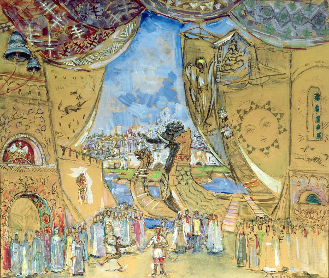 Scenografia do opery „Sadko” N. Rimskiego-Korsakowa, 1901 (wc i gwasz na tekturze) autorstwa Aleksandr Jakovlevic Golovin