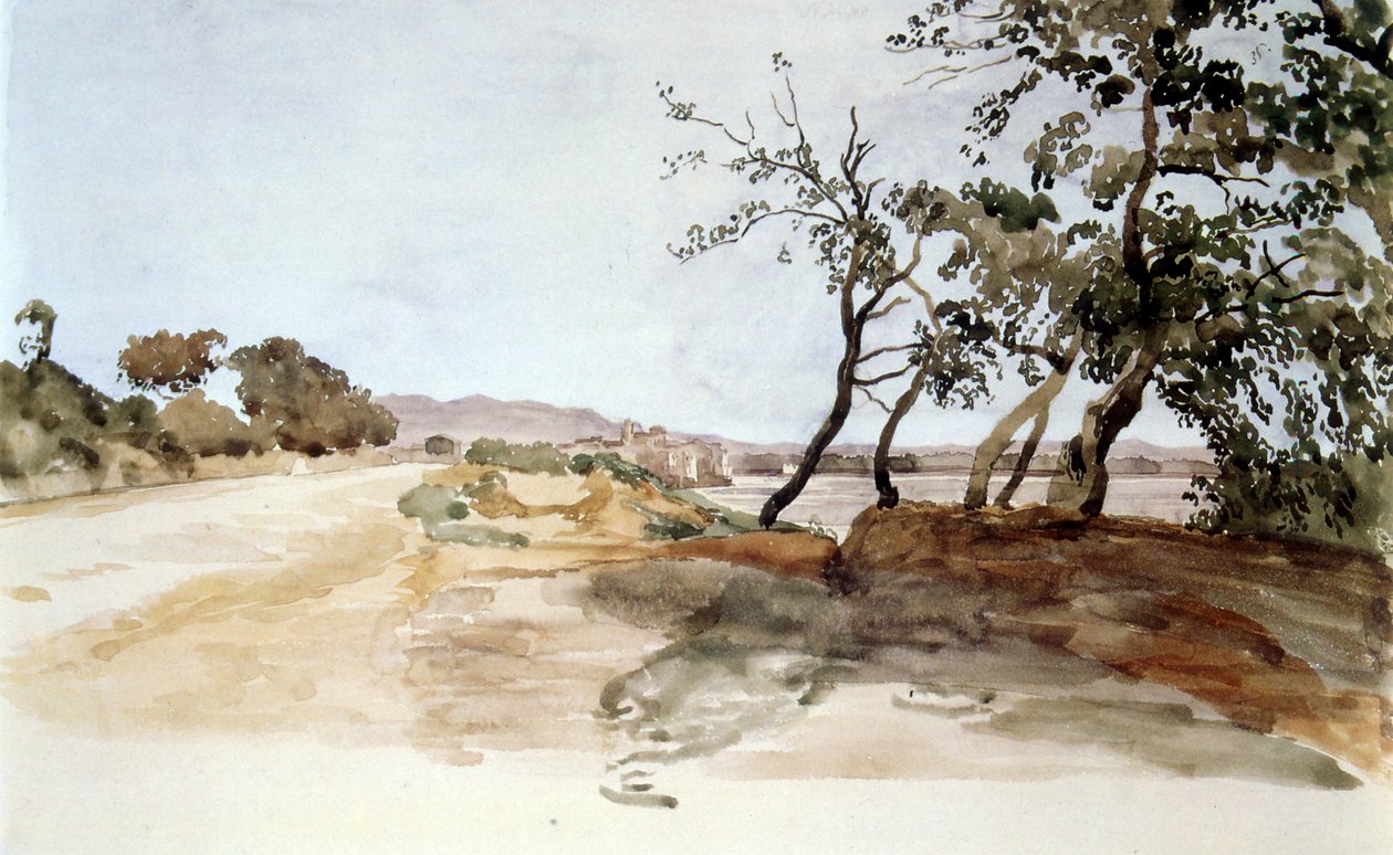 Wieś włoska, akwarela Aleksandra Iwanowa (1806–1858), malarz rosyjski autorstwa Aleksandr Andreevich Ivanov