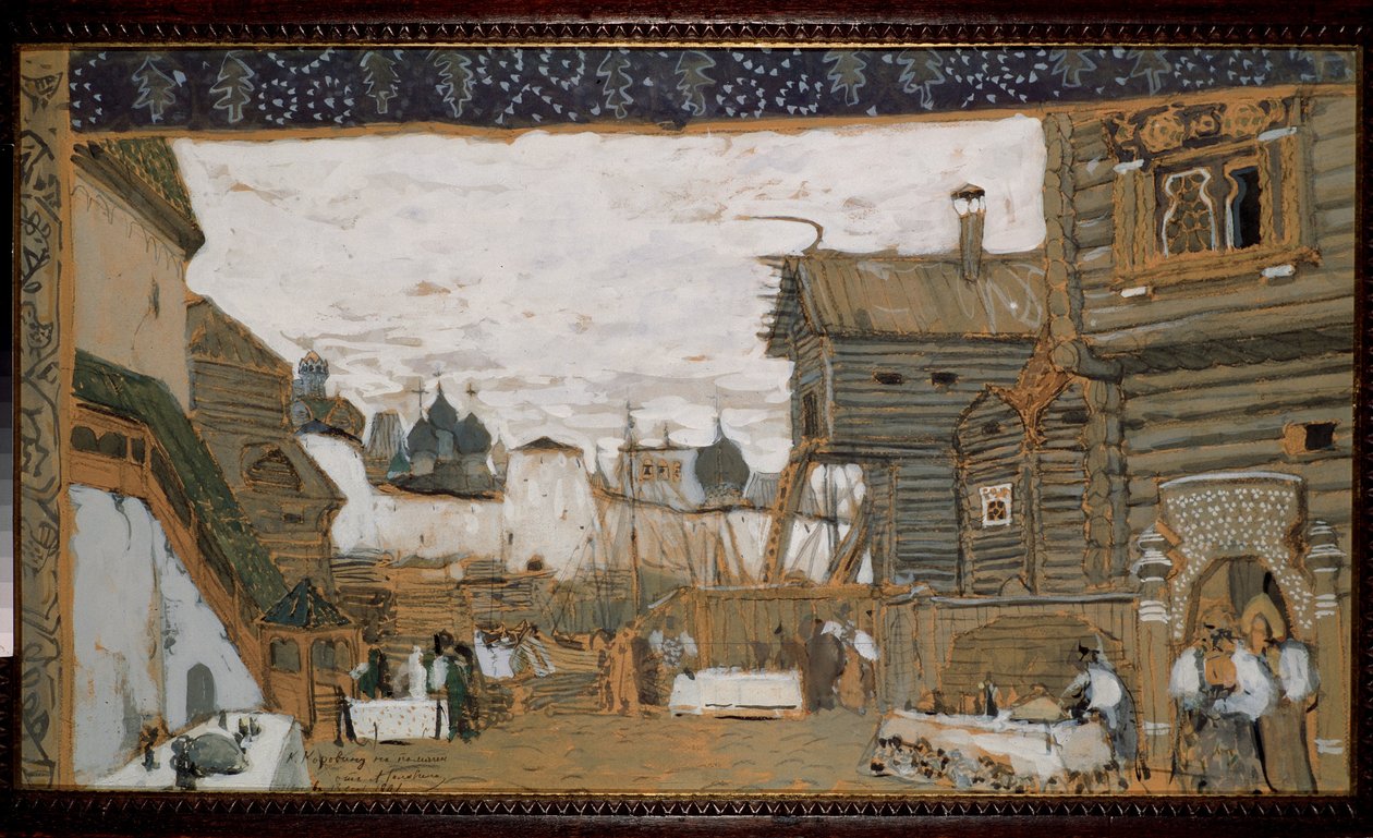 Scenografia do opery Pskov Maiden N. Rimskiego Korsakowa (Rimsky-Korsakov) (1844-1908) Widok miejsca anime dziecka autorstwa Aleksandr Jakovlevic Golovin