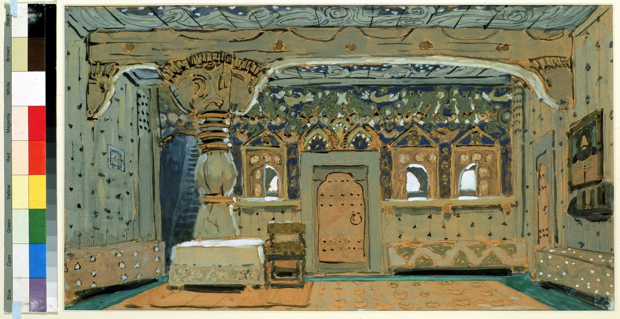 Scenografia do opery Pskov Maiden N. Rimskiego Korsakowa (Rimsky-Korsakov) (1844-1908) ( Scenografia do opery Pskov Maiden N. Rimskiego Korsakowa (Rimsky-Korsakov). Dzieła Aleksandra Yakvlevica autorstwa Aleksandr Jakovlevic Golovin
