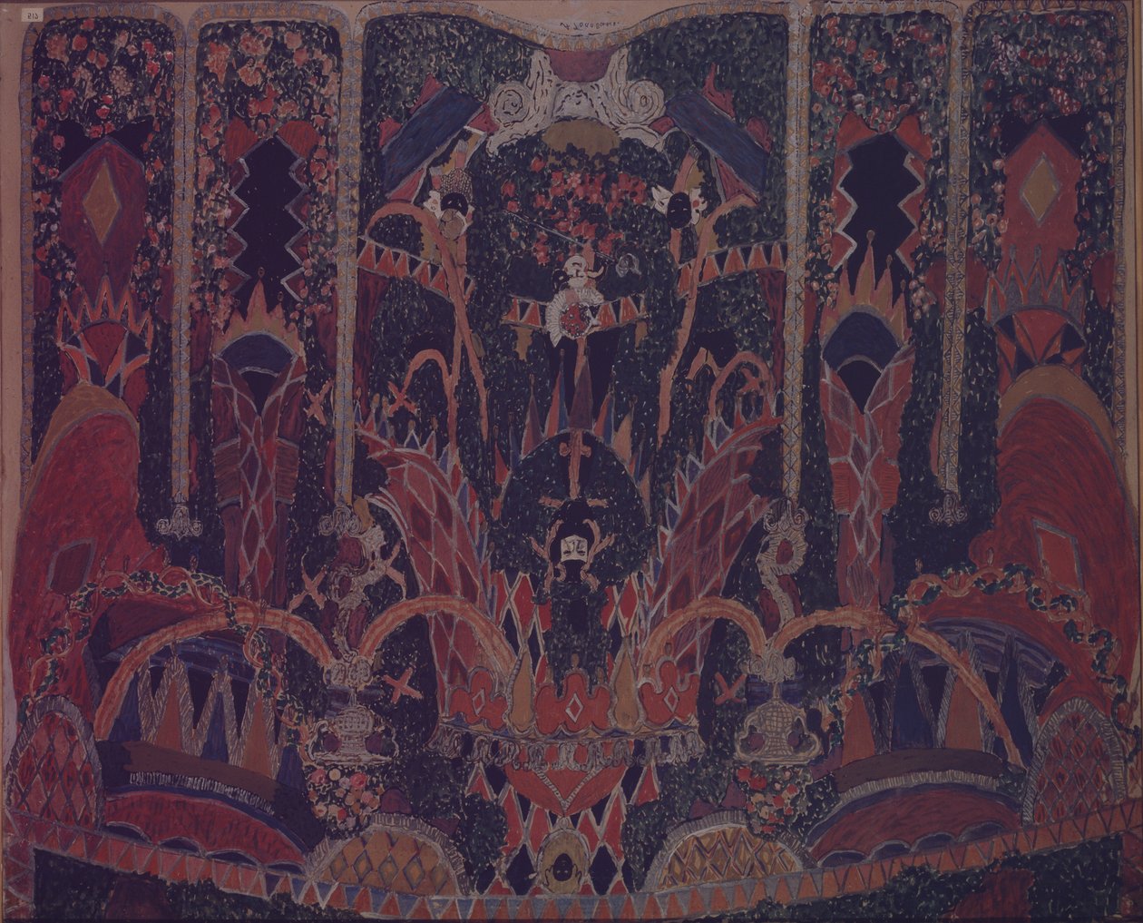 Projekt kurtyny maskującej do spektaklu teatralnego "Maskarada" M. Lermontowa, 1917 autorstwa Aleksandr Jakovlevic Golovin