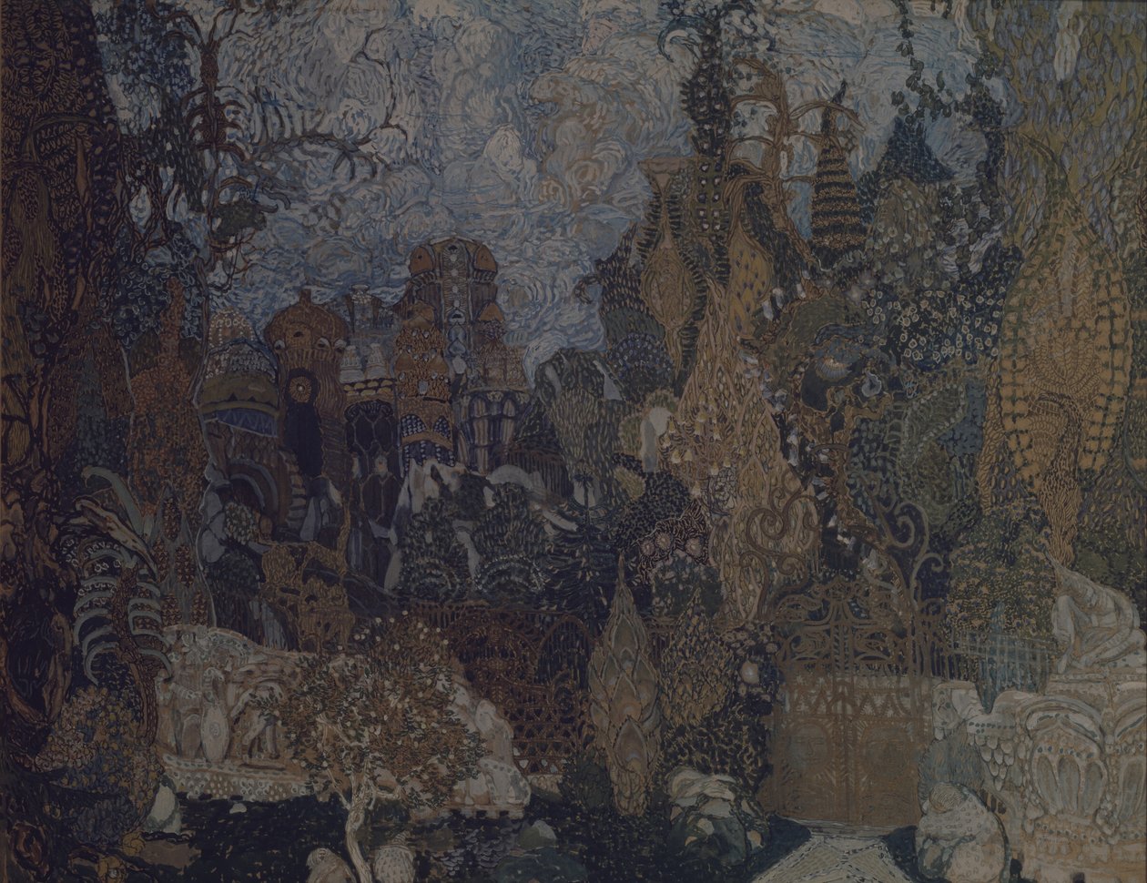 Scenografia do baletu Ognisty ptak I. Strawińskiego, 1910 autorstwa Aleksandr Jakovlevic Golovin