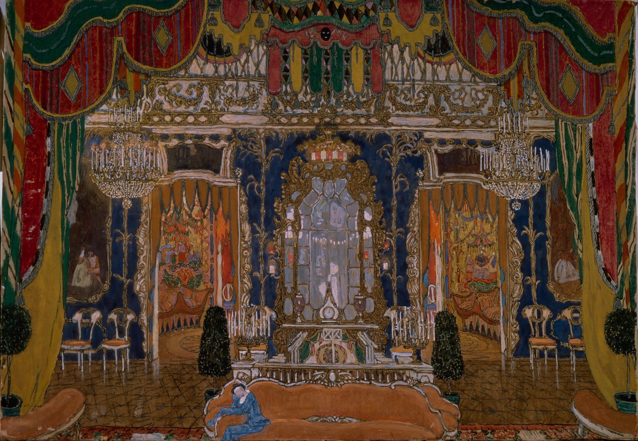 Scenografia do spektaklu teatralnego "Maskarada" M. Lermontowa, 1917 autorstwa Aleksandr Jakovlevic Golovin