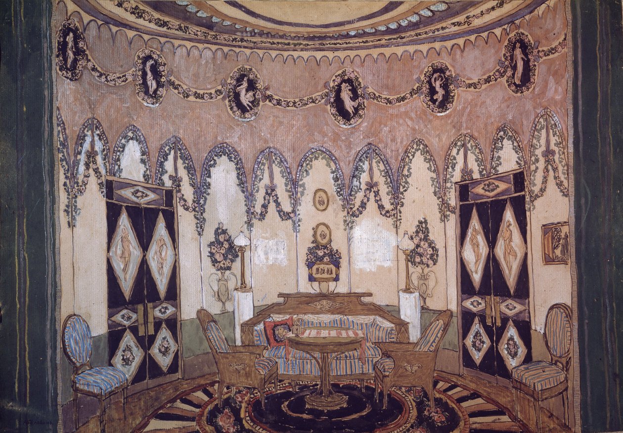 Scenografia do spektaklu Dwóch braci M. Lermontowa, 1915 autorstwa Aleksandr Jakovlevic Golovin