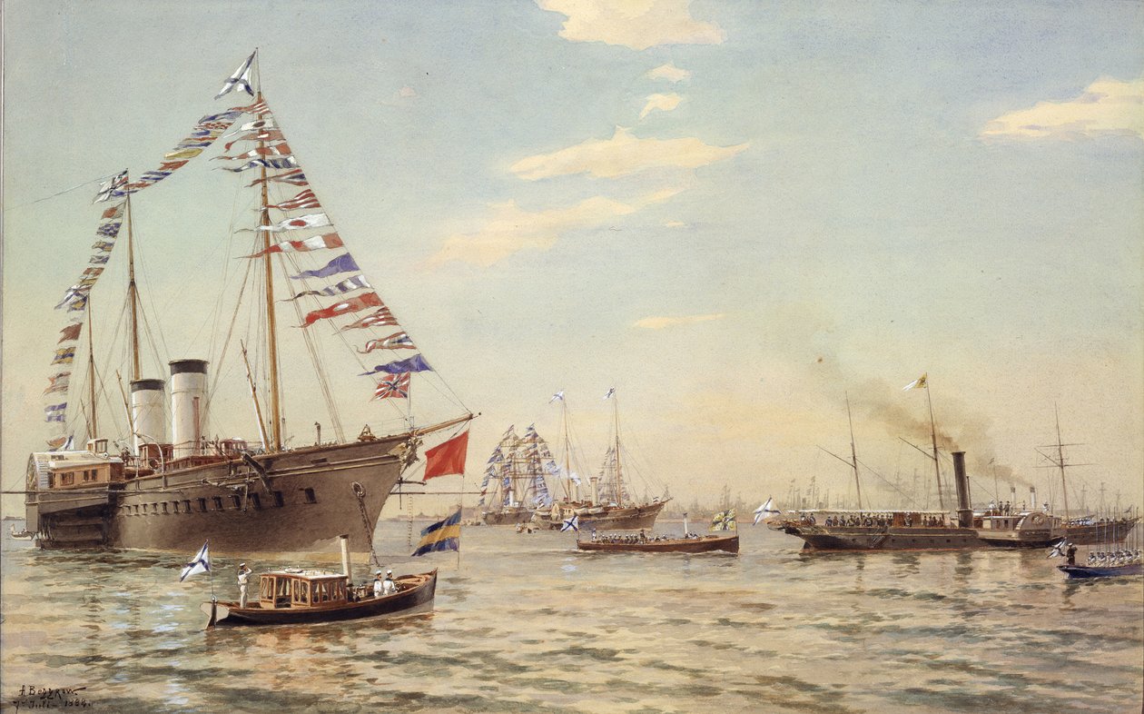 Cesarz niemiecki Wilhelm II odwiedzający Kronsztad w lipcu 1888, 1888 autorstwa Aleksandr Karlovich Beggrov
