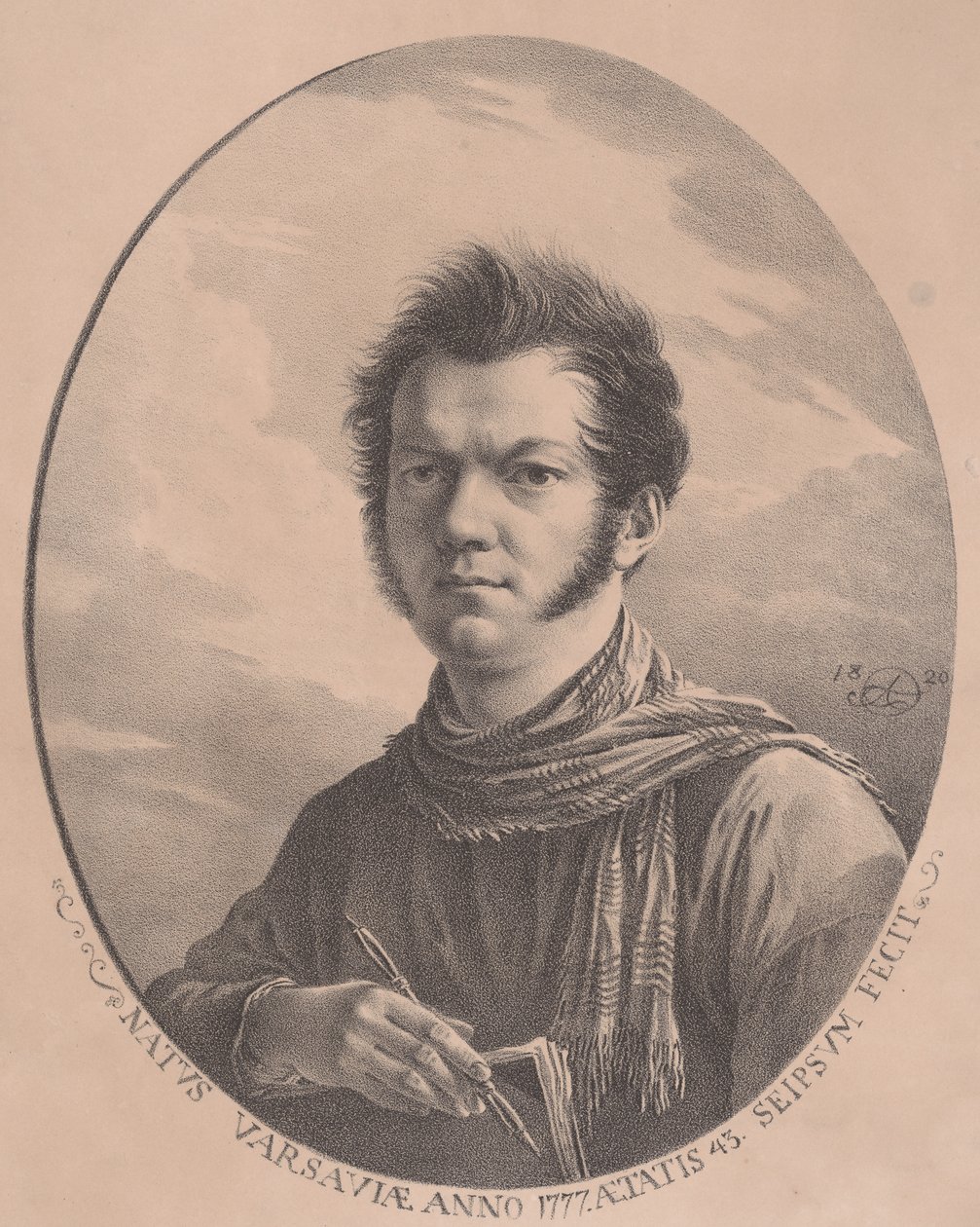 Autoportret z albumem i długopisem, 1819., 1819. autorstwa Aleksandr Orlovsky