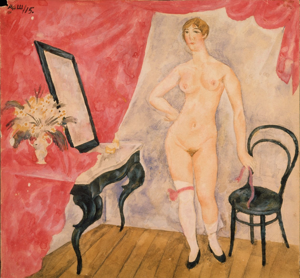 Kobieta w lustrze. Malarstwo Aleksandra Wasiljewicza Szewczenki (Aleksander Szewczenko) (1883-1948), olej na płótnie autorstwa Aleksandr Vasilievich Shevchenko