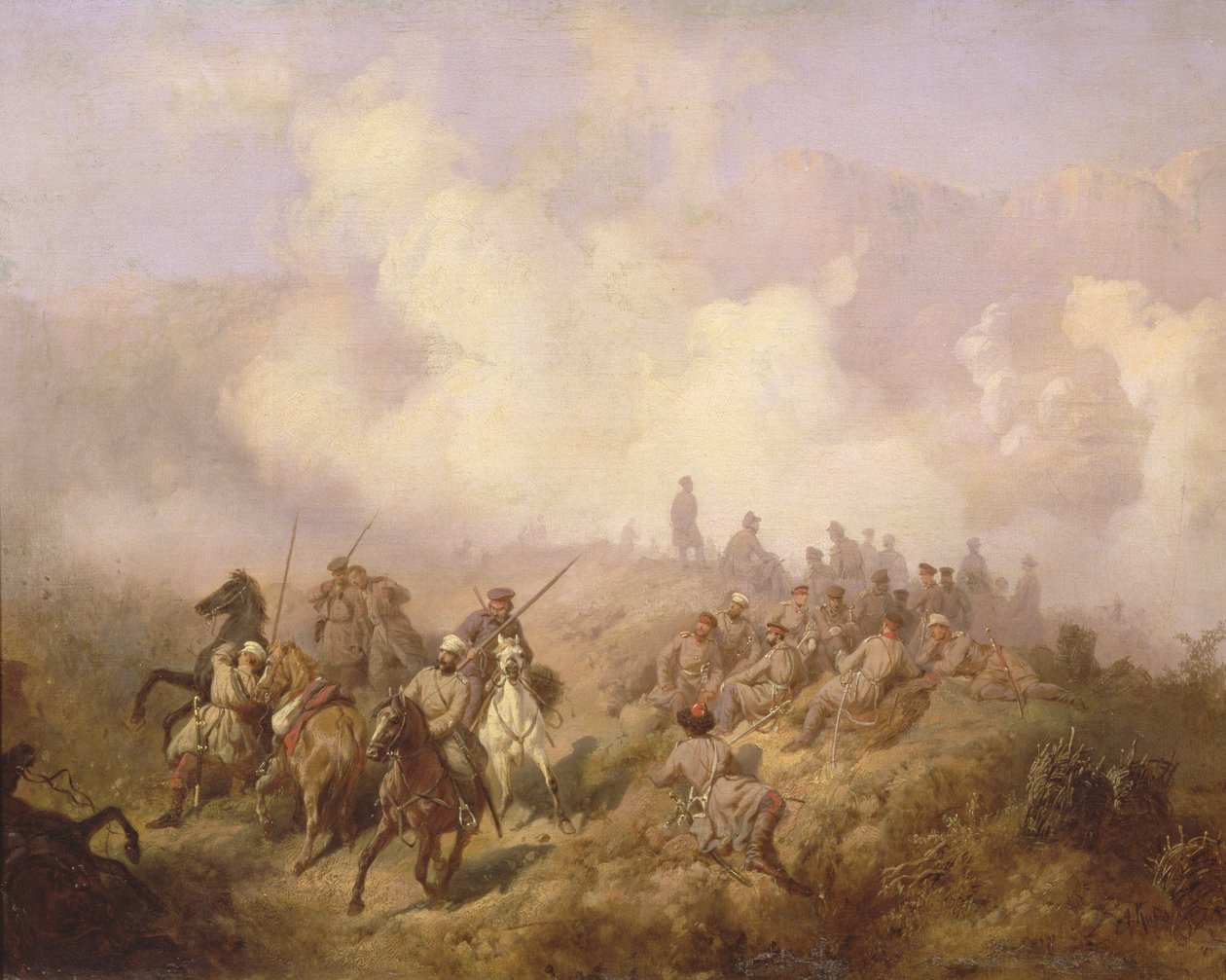 Scena z wojny rosyjsko-tureckiej w latach 1877-78, ok. 1870-80 autorstwa Aleksei Danilovich Kivshenko
