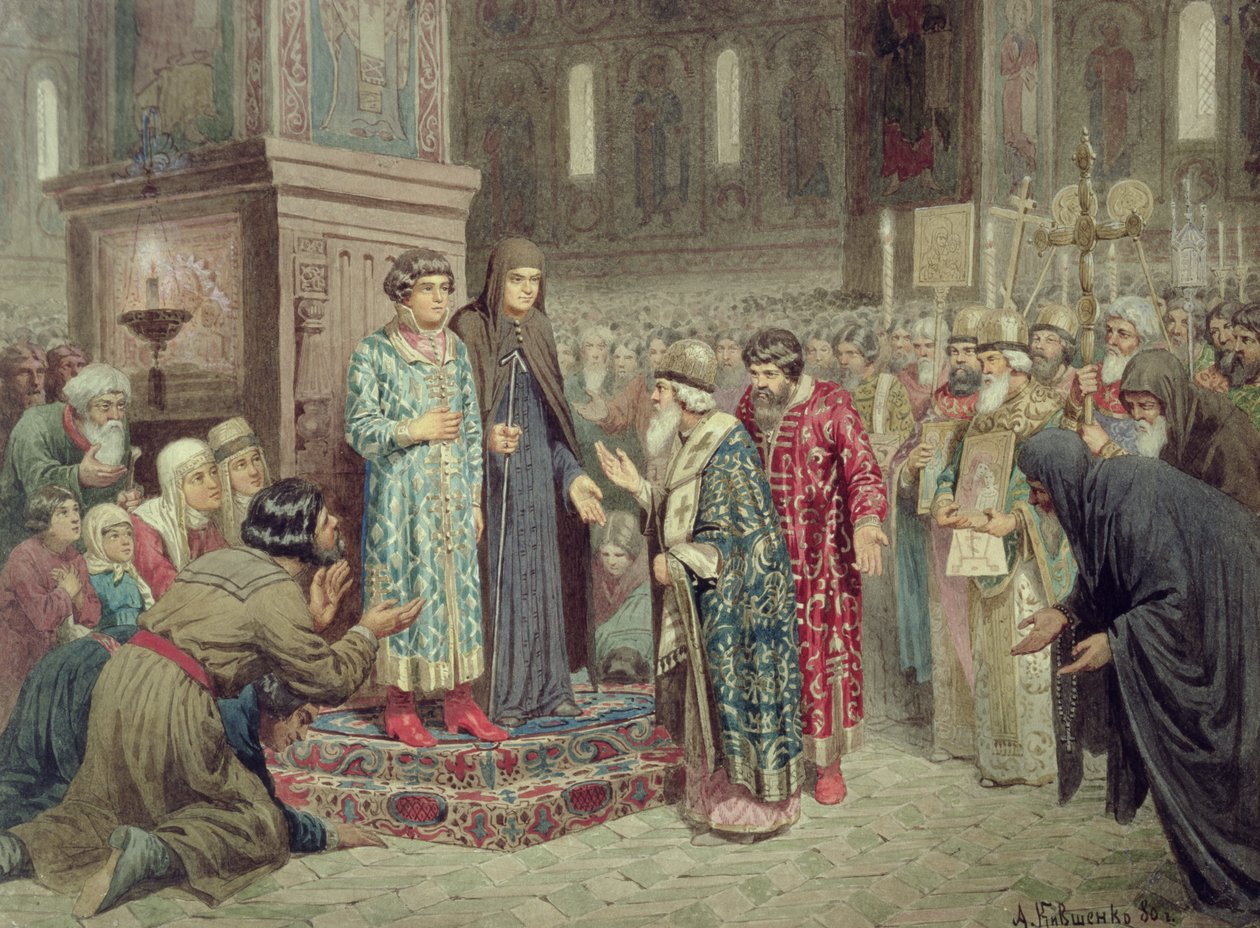 Rada powołująca Michaela F. Romanowa (1596-1645) do panowania, 1880 autorstwa Aleksei Danilovich Kivshenko