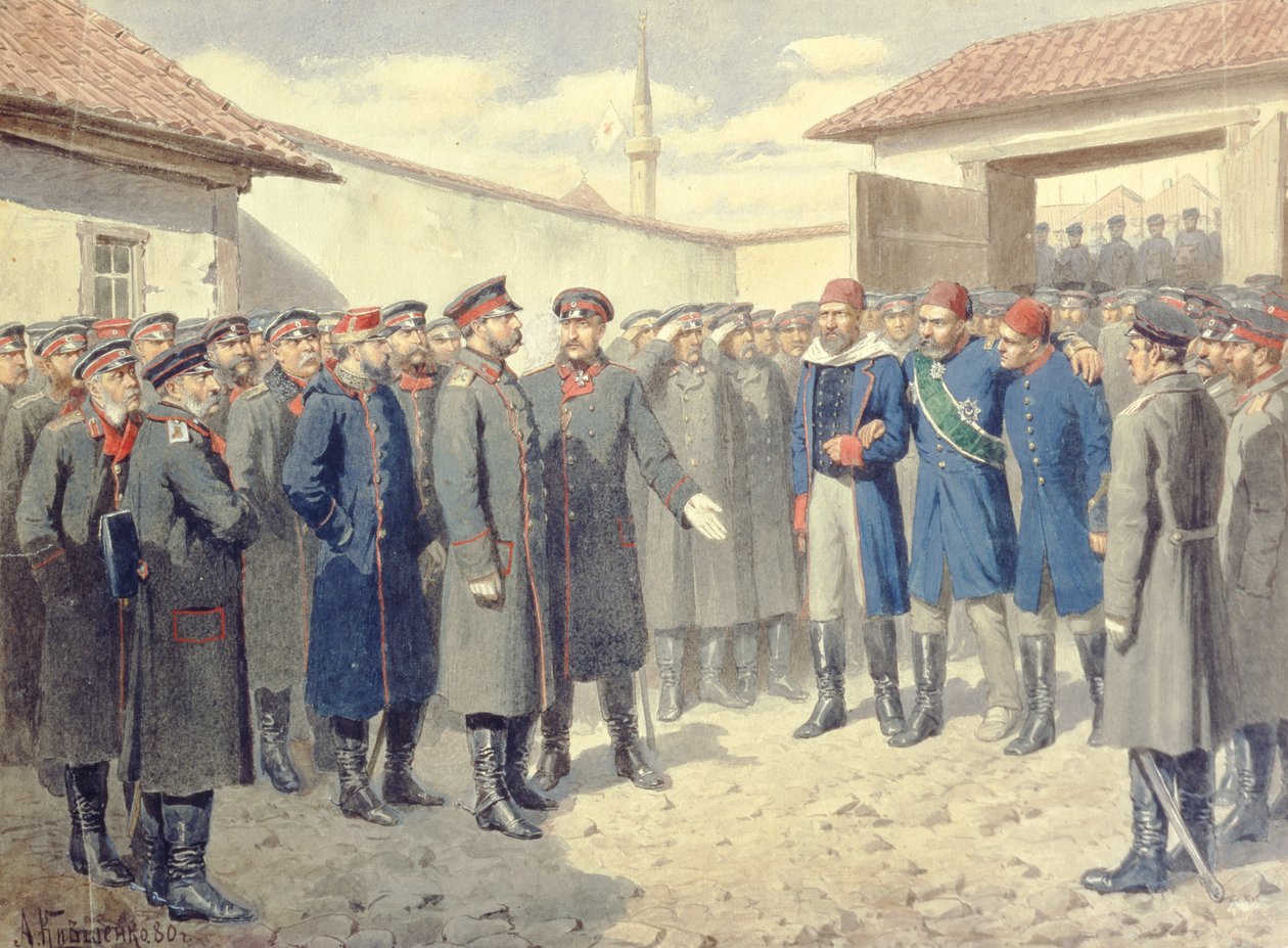 Upadek Plewny, Ranny Osman-Pasza przed Aleksandrem II (1818-1881), 1880 autorstwa Aleksei Danilovich Kivshenko