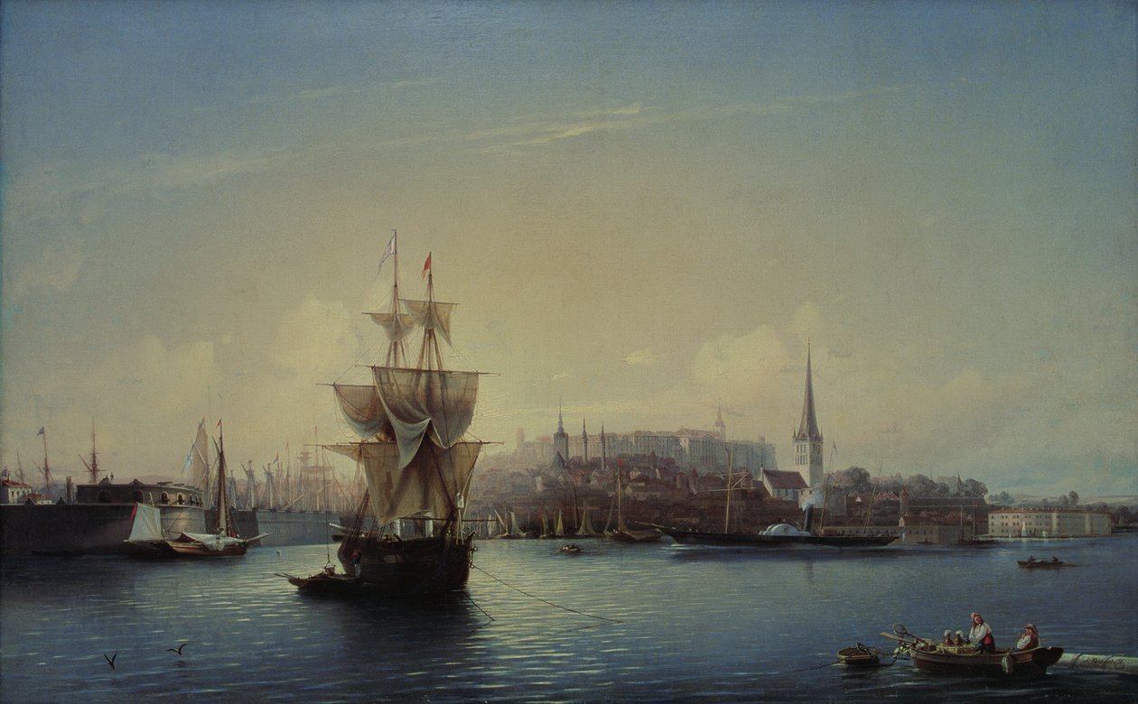 Port w Tallinie, 1853 autorstwa Aleksei Petrovich Bogolyubov