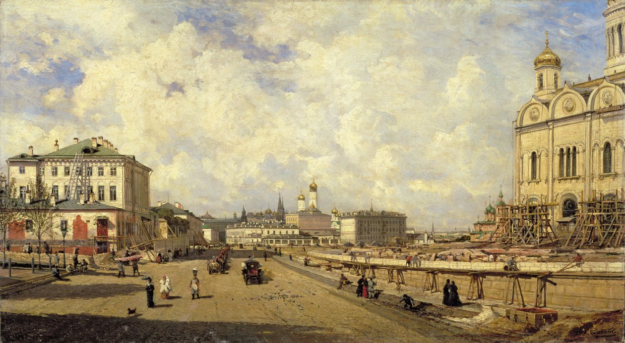 Widok katedry Chrystusa Zbawiciela w Moskwie, 1880 autorstwa Aleksei Petrovich Bogolyubov