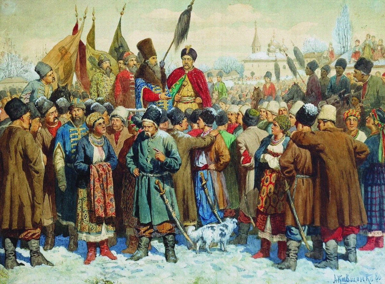 Przemówienie bojara Wasilija Buturlina w Radzie Perejasławia, 1880 autorstwa Aleksei Danilovich Kivshenko