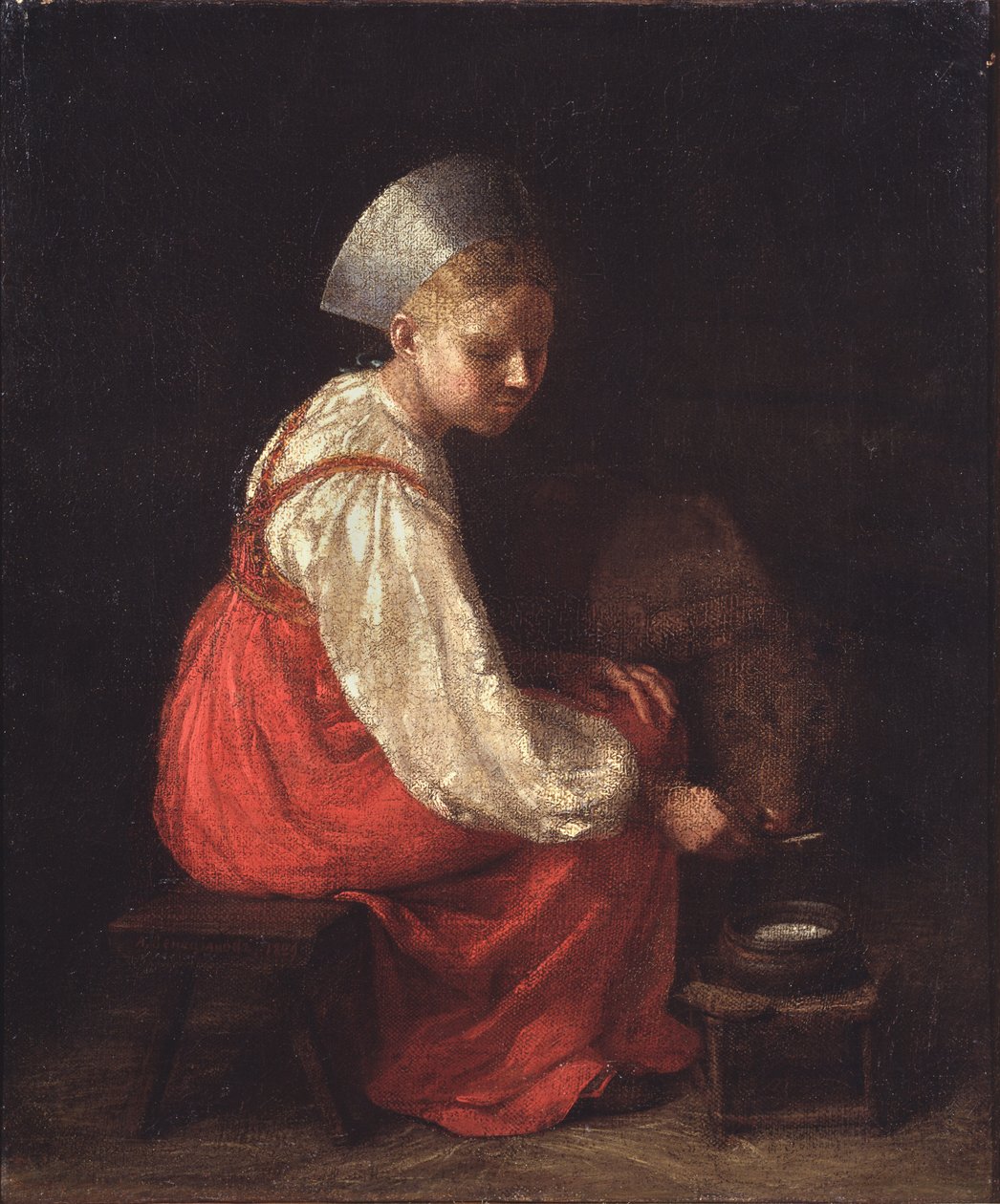 Chłopka z cielęciem, 1829 autorstwa Aleksei Gavrilovich Venetsianov