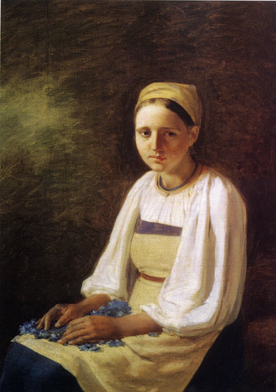 Chłopka z chabrami, lata 20. XIX w. autorstwa Aleksei Gavrilovich Venetsianov
