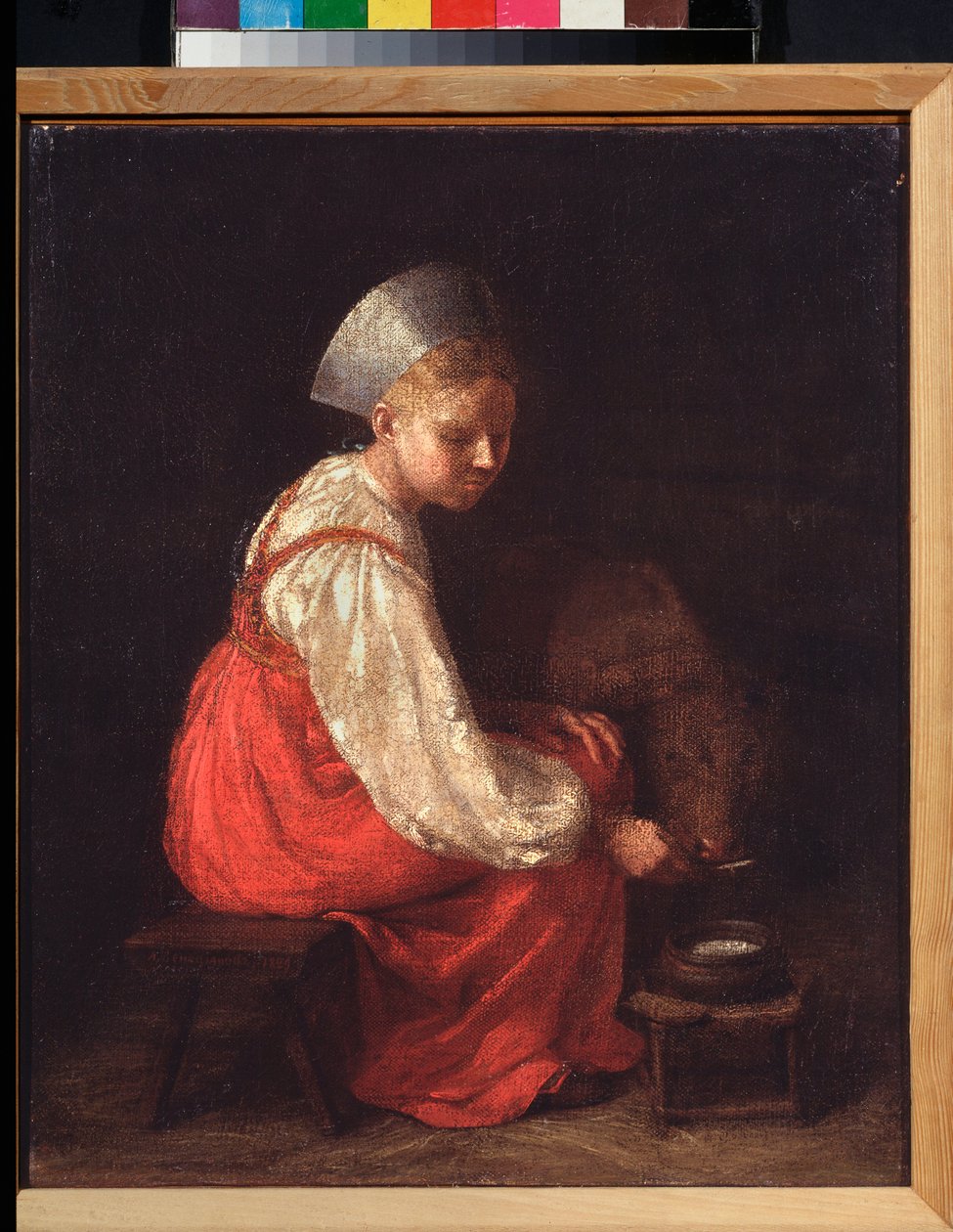 Chłopka z łydką - obraz Aleksieja Gawriłowicza Venetsianowa (1780-1847), olej na płótnie autorstwa Aleksei Gavrilovich Venetsianov