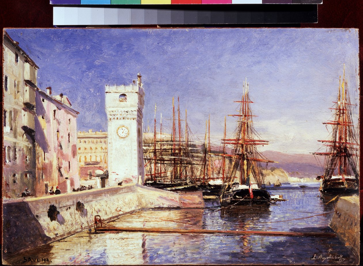 Savona (Savona) (Włochy). Obraz Aleksieja Pietrowicza Bogolyubowa (Bogoliubov lub Bogolioubov) (1824-1896). olej na płótnie autorstwa Aleksei Petrovich Bogolyubov