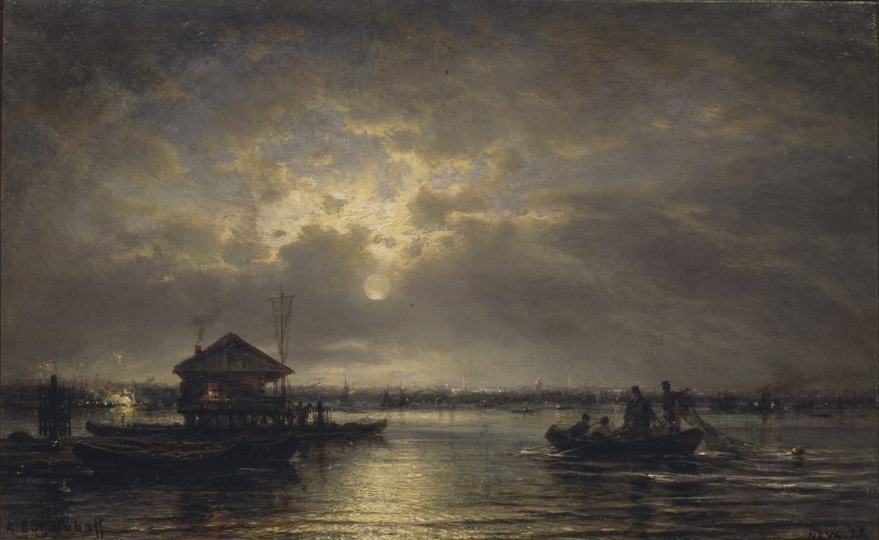 Letnia noc nad Newą, 1875 autorstwa Aleksei Petrovich Bogolyubov