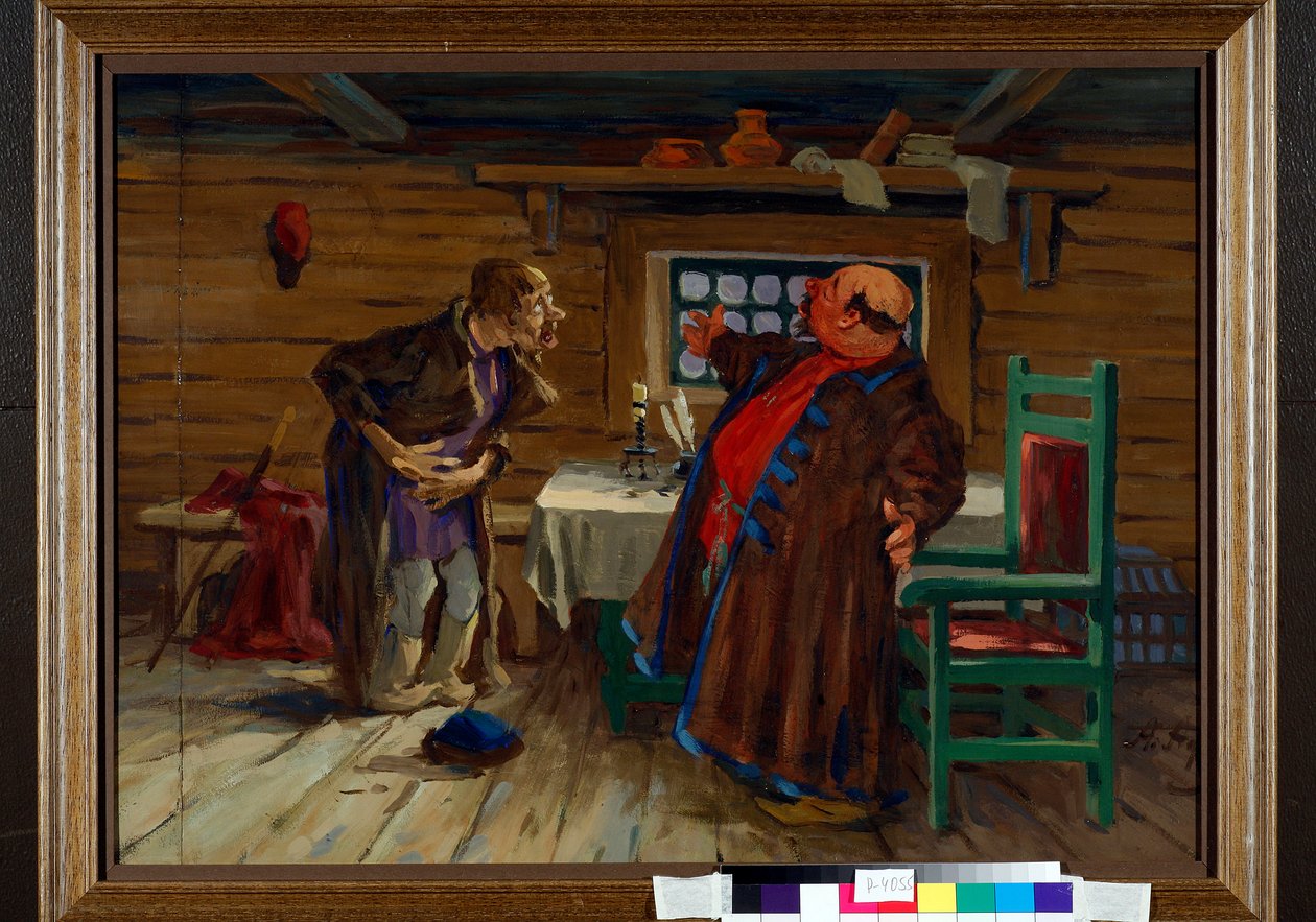 Pacjent idzie do diakona na leczenie - Praca Aleksieja Fiodorowicza Afanasjewa (Aleksis Afanasjew) (1850-1920), ok. 1910, gwasz na papierze - Pacjent przyszedł do diakona... Gwasz na papierze Aleksieja Fiodorowicza Afanasjewa (1850) -1920), c1910 - 48 autorstwa Aleksey Fyodorovich Afanasiev