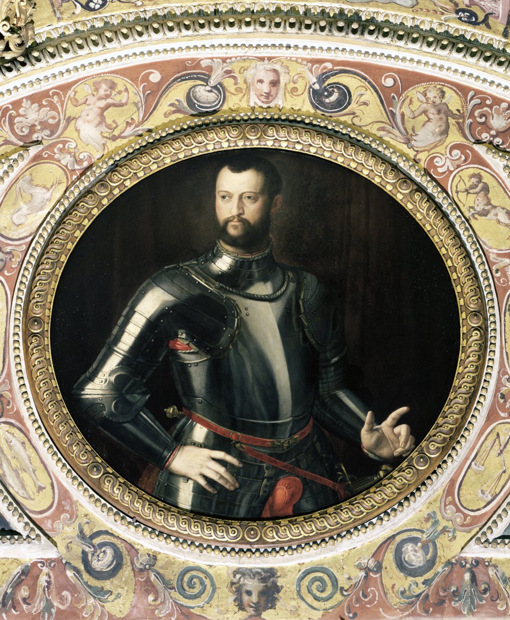 Portret Kosmy I Medyceusza (1519-74) ze Studiolo di Francesco I, 1572 (łupek) autorstwa Alessandro Allori