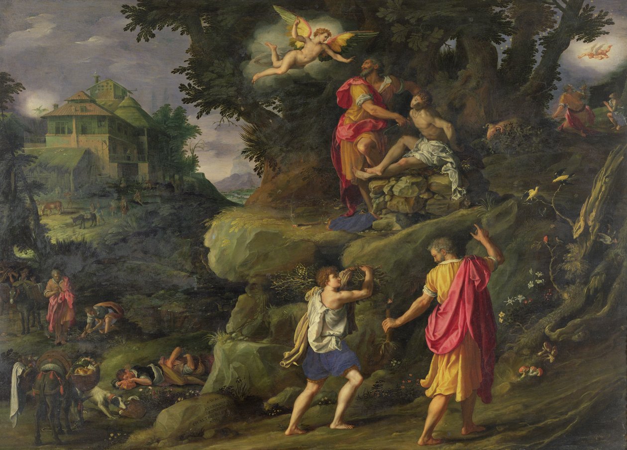 Ofiarowanie Izaaka, 1601 autorstwa Alessandro Allori