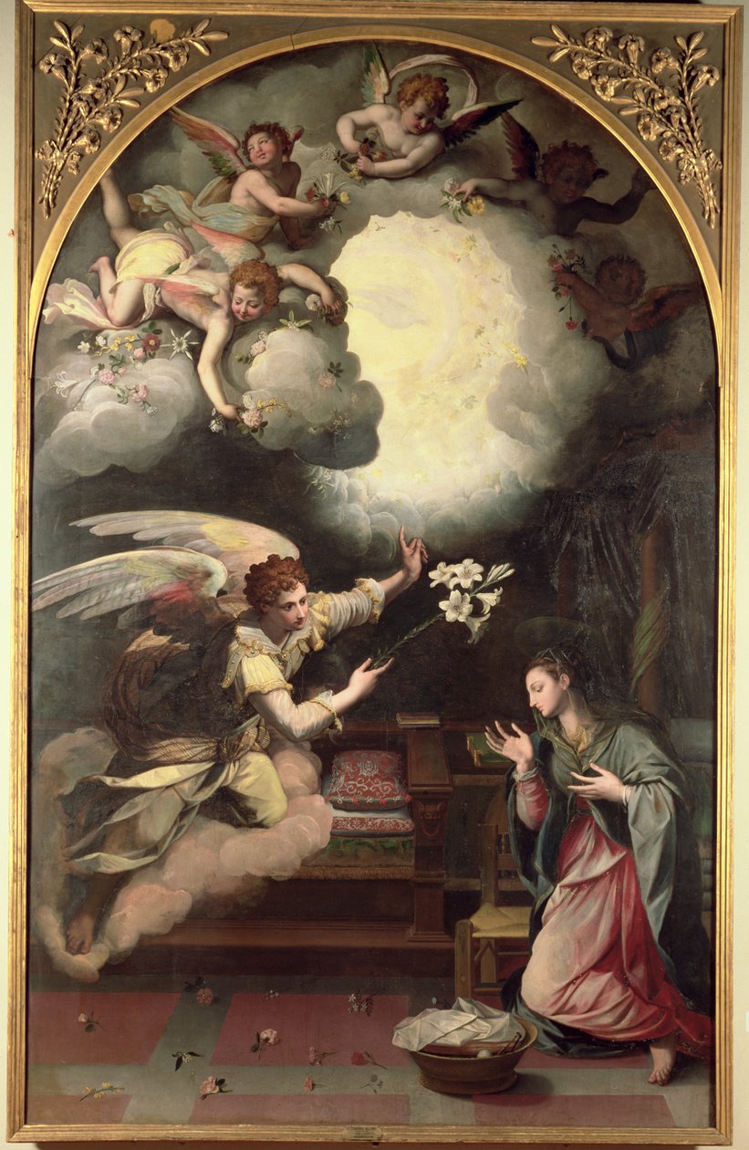 Apreiškimas, 1579 poli autorstwa Alessandro Allori