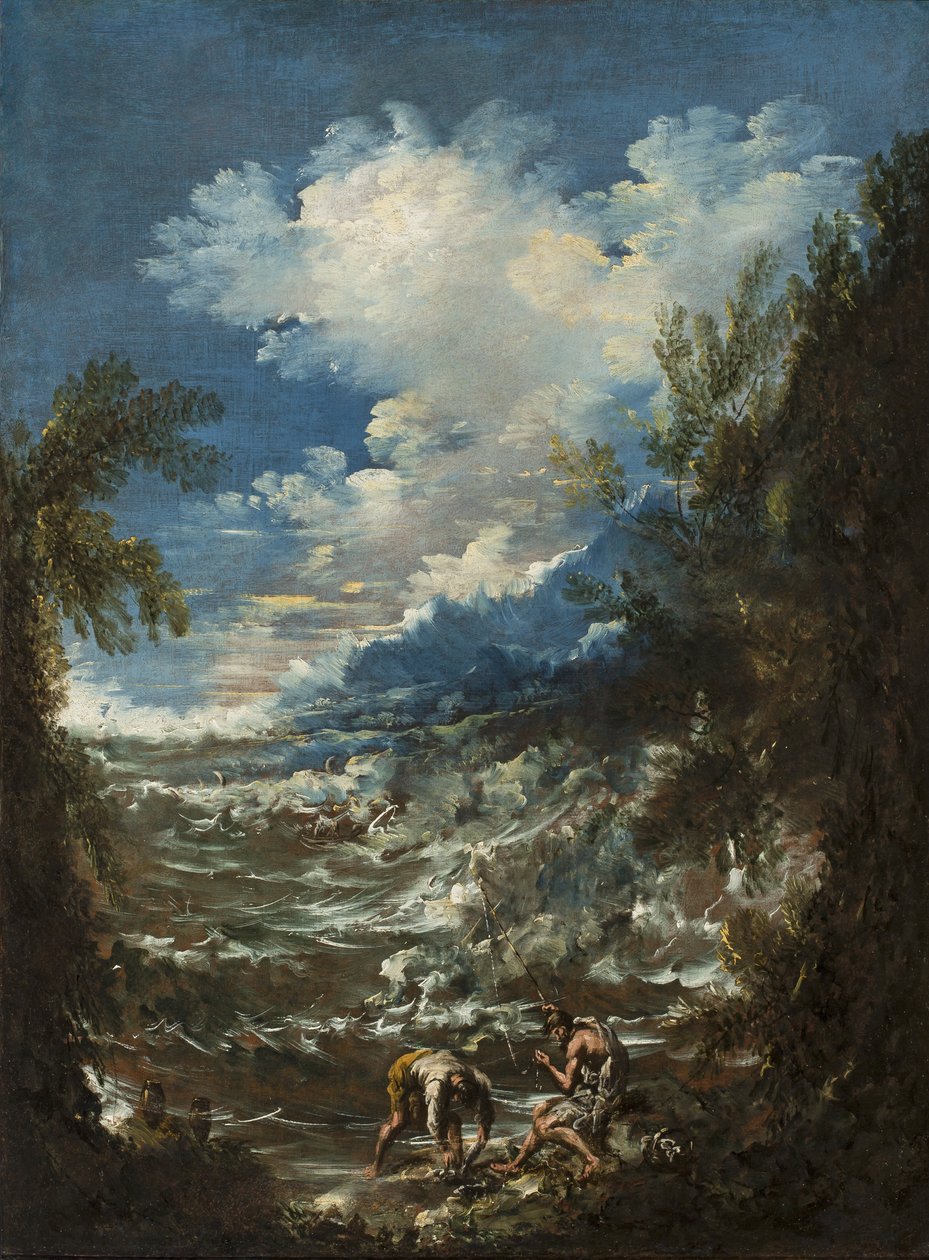 Krajobraz z rybakami, ok. 1730 autorstwa Alessandro Magnasco