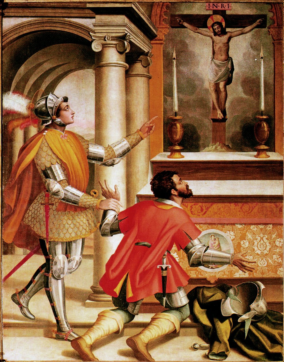 San Giovanni Gualberto i zabójca jego brata przed krucyfiksem San Miniato autorstwa Alessandro Pieroni