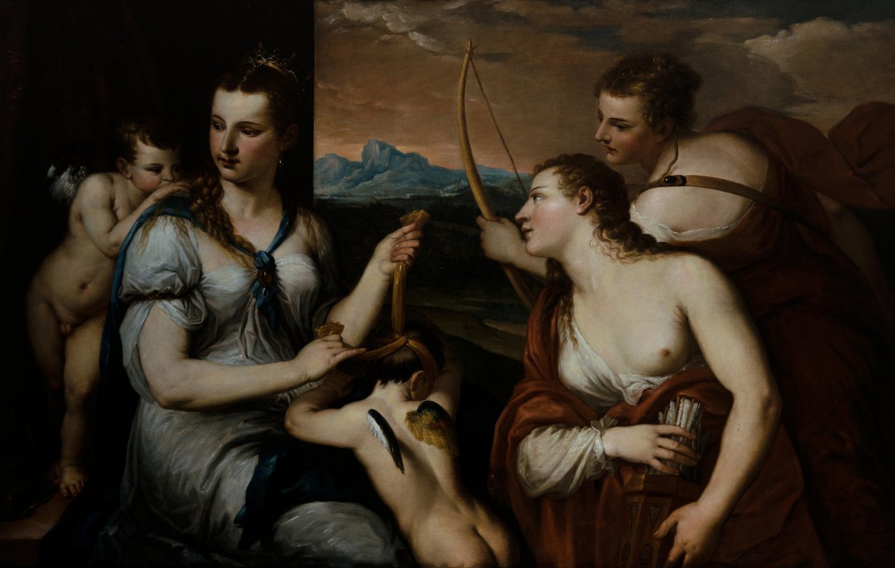 Wenus zakrywająca oczy Kupidynowi autorstwa Alessandro (1588 1648) Varotari