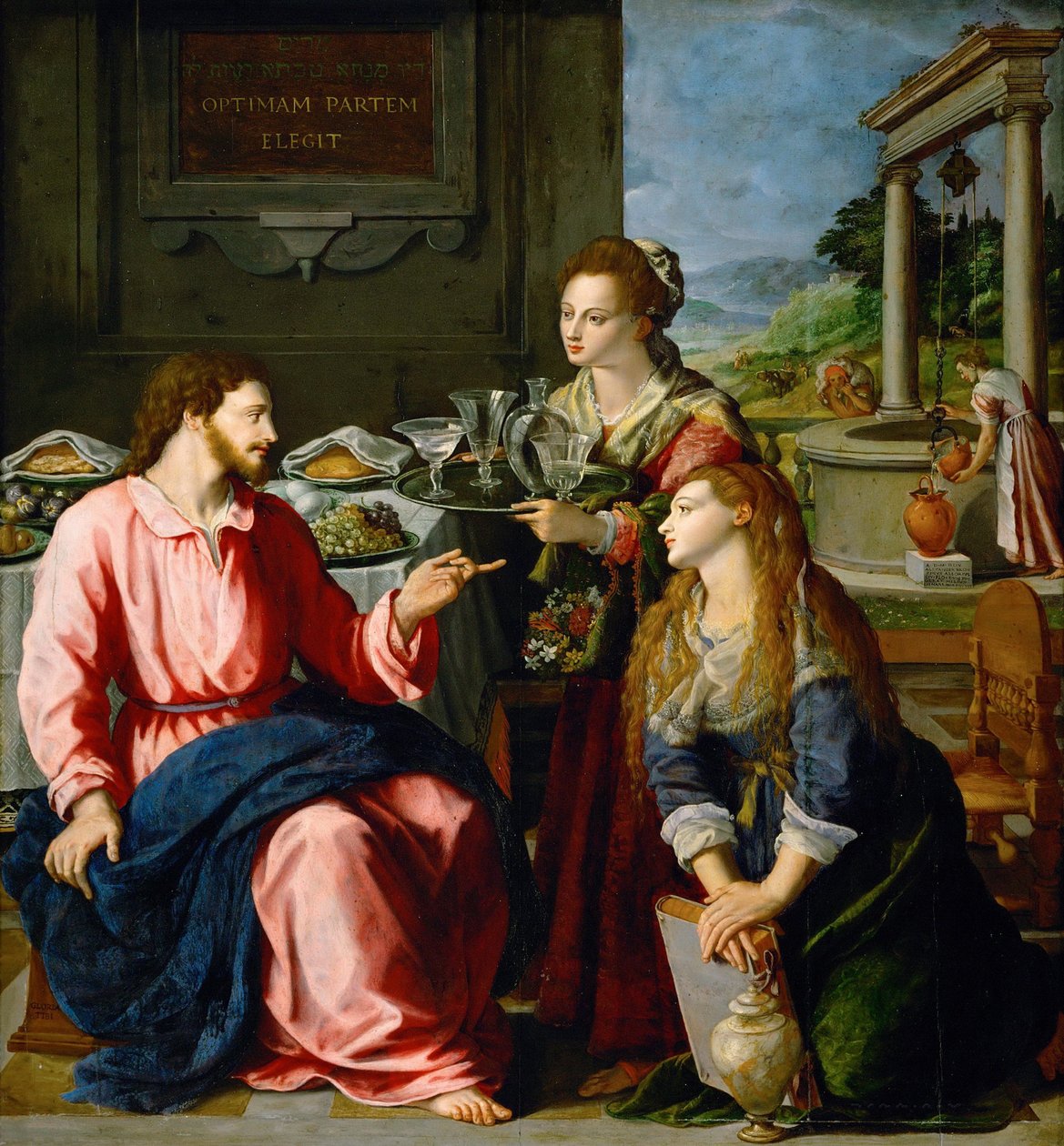 Chrystus w Domu Marty i Marii, 1605 autorstwa Alessandro Allori