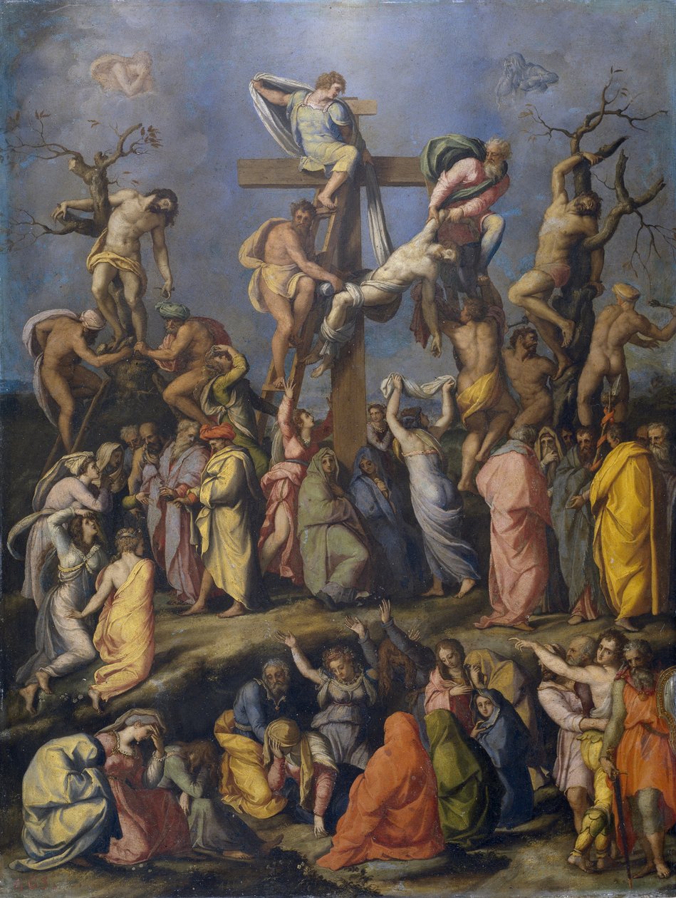 Zdjęcie z krzyża - Obraz Alessandro Allori (1535-1607), olej na płótnie (70x54 cm), ok. 1560 - (Zejście z krzyża, olej na płótnie A. Allori, ok. 1560) - Museo del Prado , Madryt autorstwa Alessandro Allori
